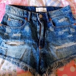 Garage distressed denim shorts